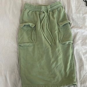 jade green cargo style jogger skirt